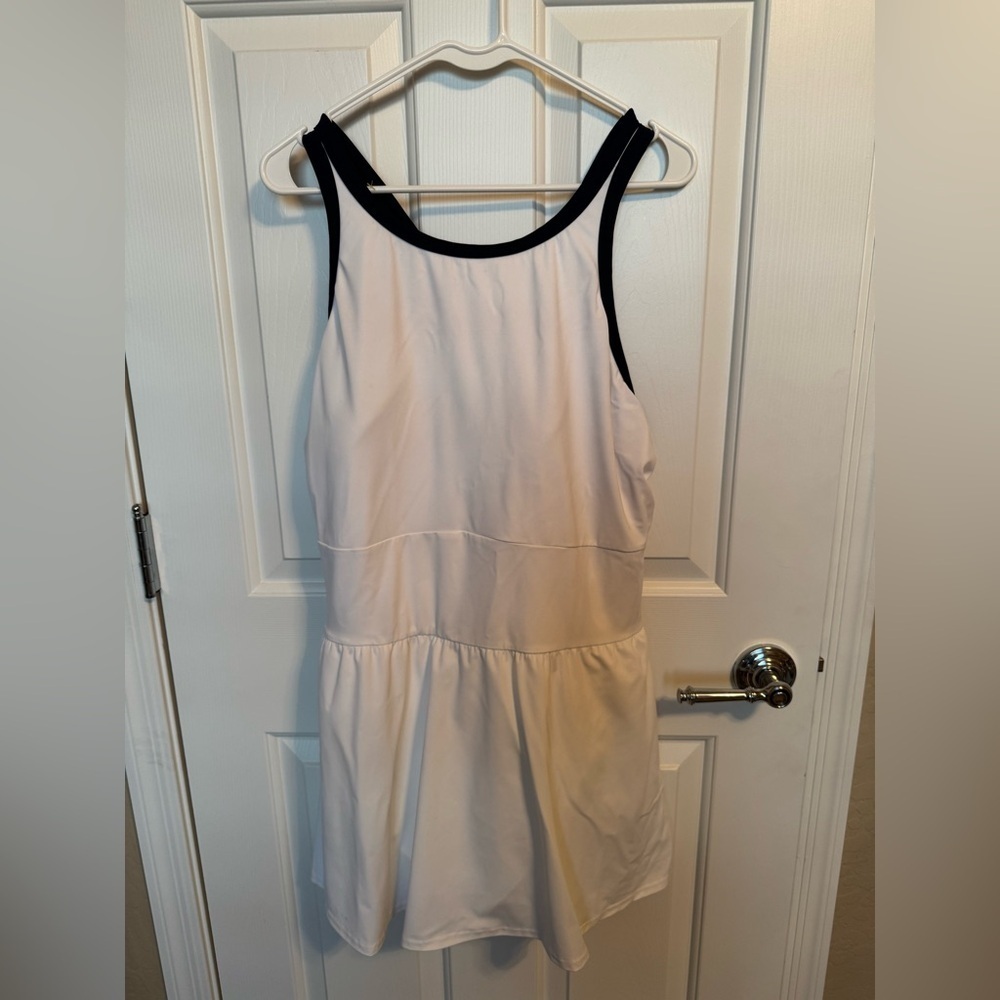 Lands' End Women’s Swimsuit Dress White & Navy Blue 20W